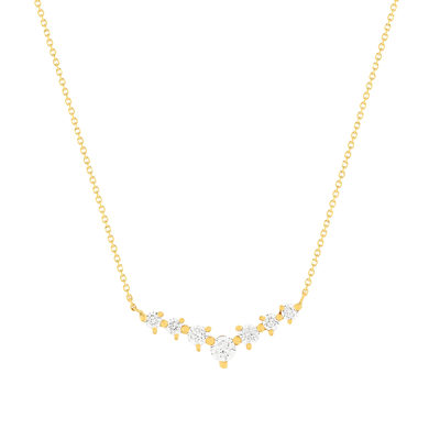 Collier or 375 jaune zirconias blancs 45 cm - vue 1