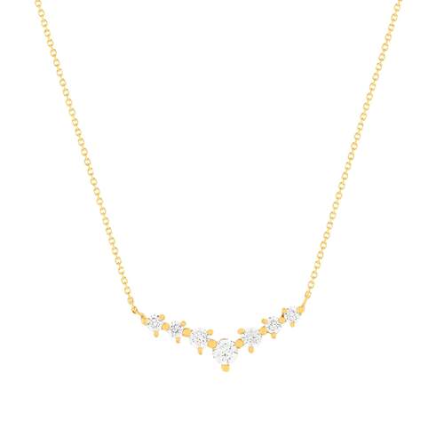 Collier or 375 jaune zirconias blancs 45 cm