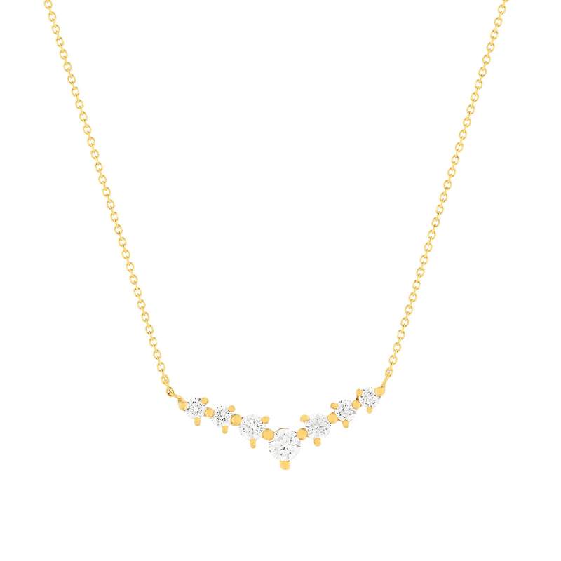 Collier or 375 jaune zirconias blancs 45 cm - vue 1