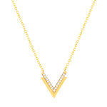 Collier or 375 jaune zirconias blancs 45 cm - vue 1