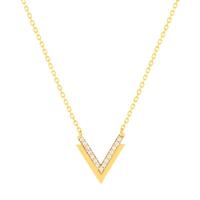 Collier or 375 jaune zirconias blancs 45 cm