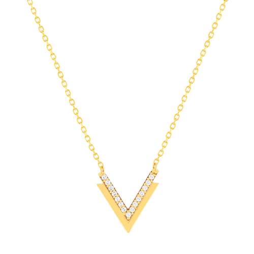 Collier or 375 jaune zirconias blancs 45 cm
