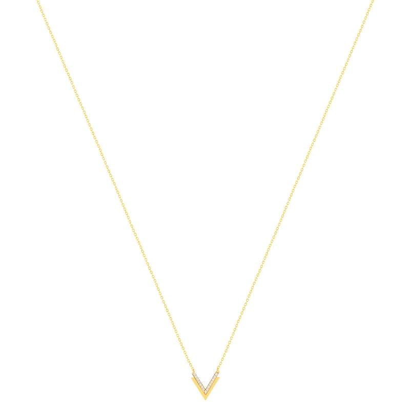 Collier or 375 jaune zirconias blancs 45 cm - vue 2
