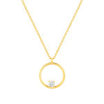 Collier or 375 jaune zirconia blanc 45 cm - vue 1