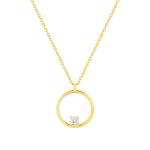 Collier or 375 jaune zirconia blanc 45 cm