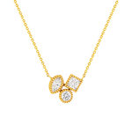 Collier or 375 jaune zirconia blanc 45 cm - vue 1