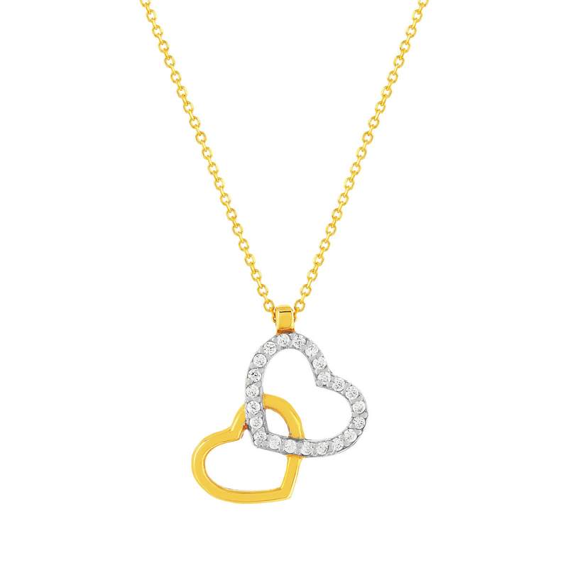 Collier or 375 2 tons zirconias blancs 45 cm - vue 1