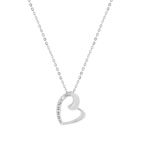 Collier or 375 blanc diamant 45 cm