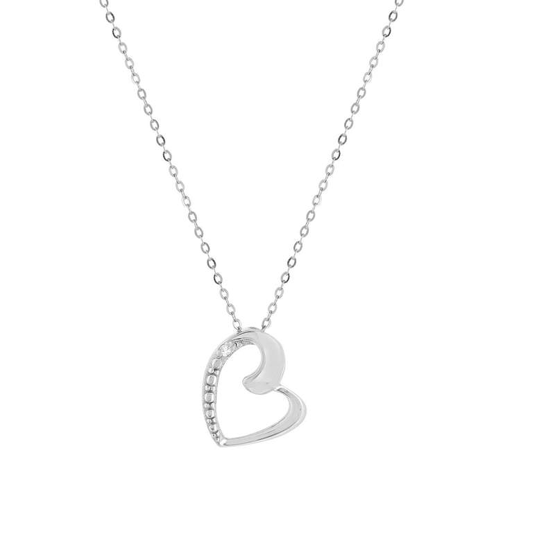 Collier or 375 blanc diamant 45 cm - vue 1