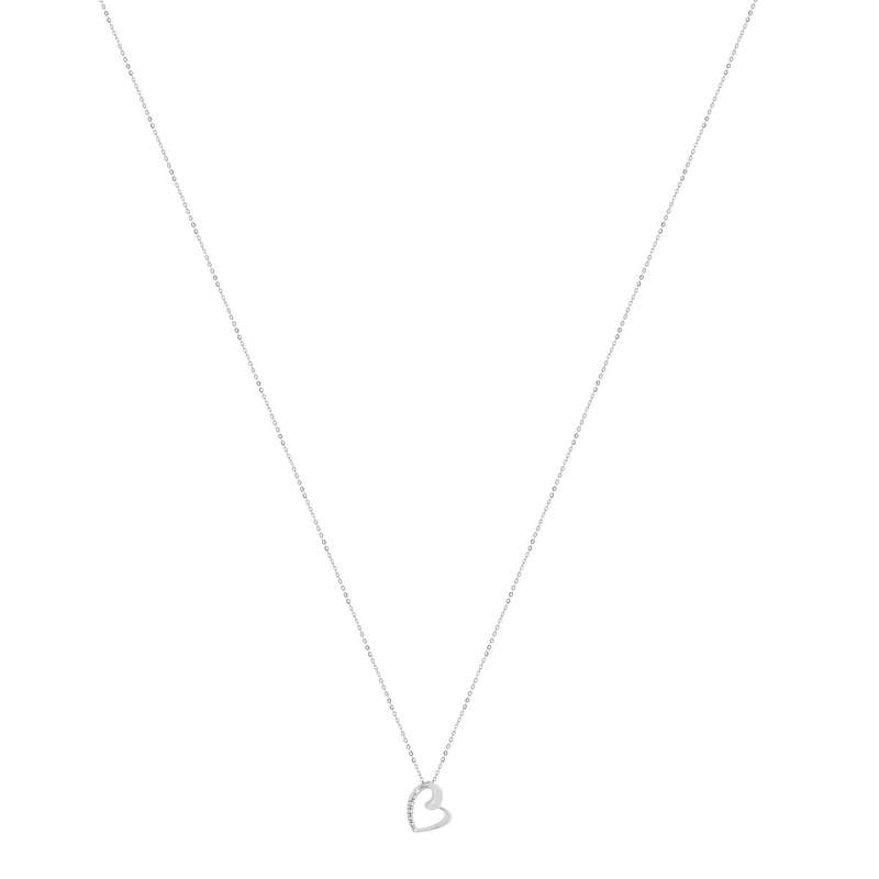 Collier or 375 blanc diamant 45 cm - vue 2