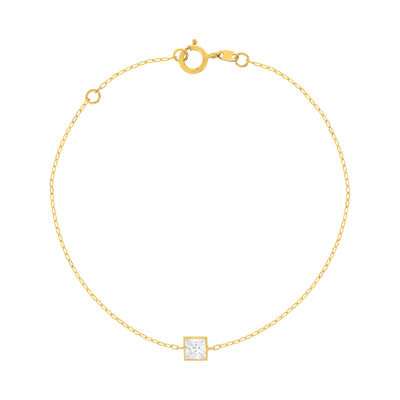 Bracelet or 375 jaune zirconia blanc