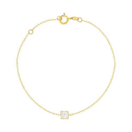 Bracelet or 375 jaune zirconia blanc