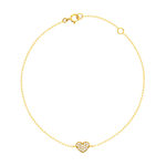 Bracelet or 375 jaune zirconias blancs 18,5 cm coeur - vue 1