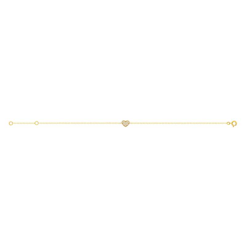 Gouden armband 375 gele zirkonia's 18,5 cm hart - zicht 2