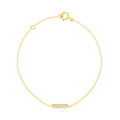 Bracelet or 375 jaune zirconias blancs 18,5 cm