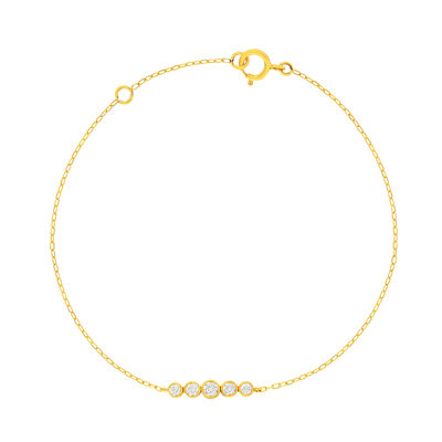 Bracelet or 375 jaune zirconias blancs 18,5 cm