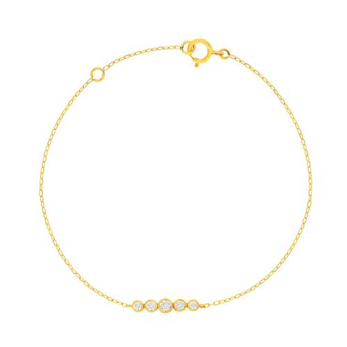 Bracelet or 375 jaune zirconias blancs 18,5 cm