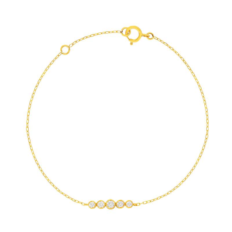Bracelet or 375 jaune zirconias blancs 18,5 cm - vue 1