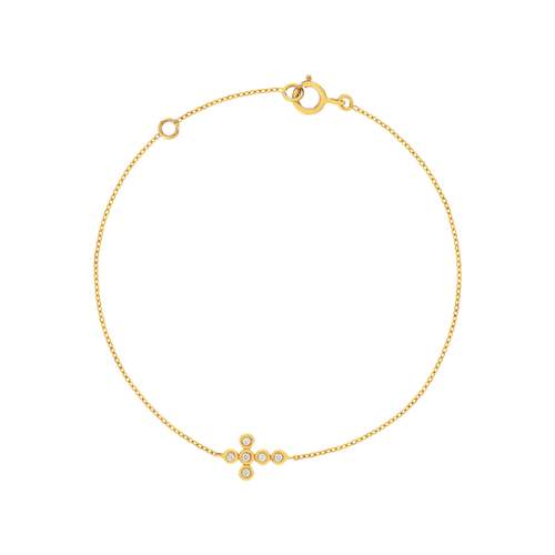 Bracelet or 375 jaune zirconias blancs 18,5 cm croix