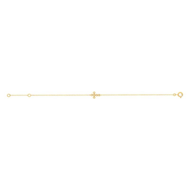Bracelet or 375 jaune zirconias blancs 18,5 cm croix - vue 2