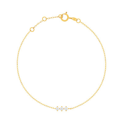 Bracelet or 375 jaune zirconias blancs