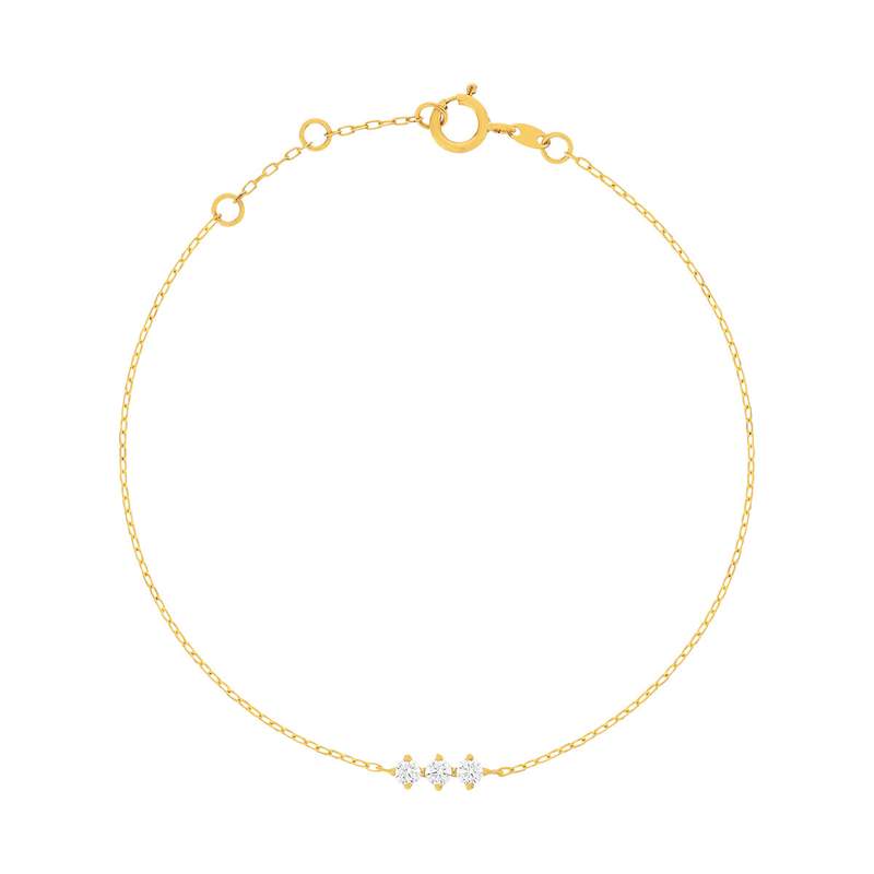 Bracelet or 375 jaune zirconias blancs - vue 1