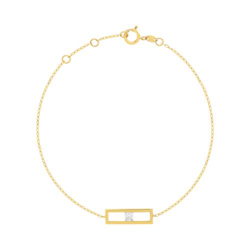 Bracelet or 375 jaune zirconia blanc.
