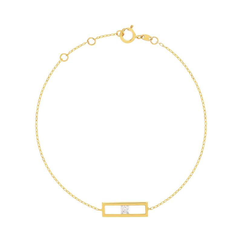 Bracelet or 375 jaune zirconia blanc. - vue 1