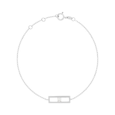 Bracelet or 375 blanc zirconia blanc