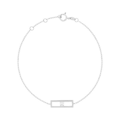 Bracelet or 375 blanc zirconia blanc