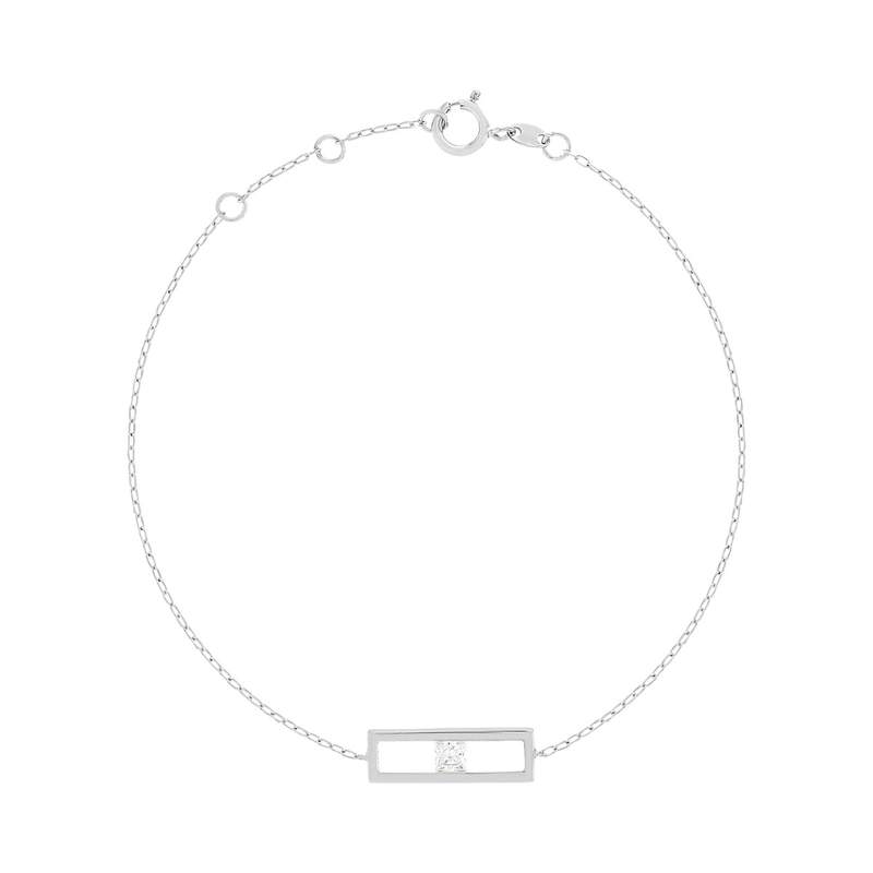 Bracelet or 375 blanc zirconia blanc - vue 1