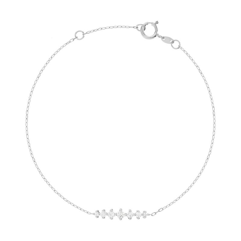 Bracelet or 375 blanc zirconias blancs - vue 1
