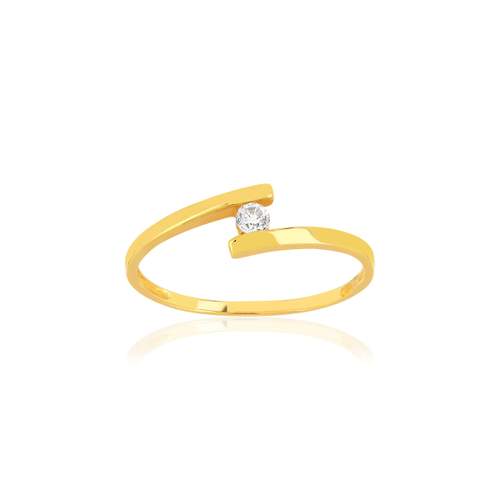 Gold ring 375 yellow zirconia white