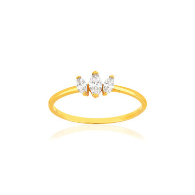 Bague or 375 jaune zirconias blancs