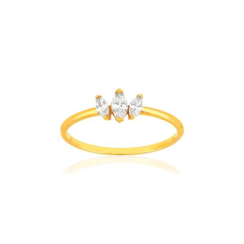 Bague or 375 jaune zirconias blancs