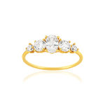 Bague or 375 jaune zirconias blancs - vue 1