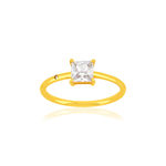 BAGUE or 375 jaune zirconias blancs - vue 1