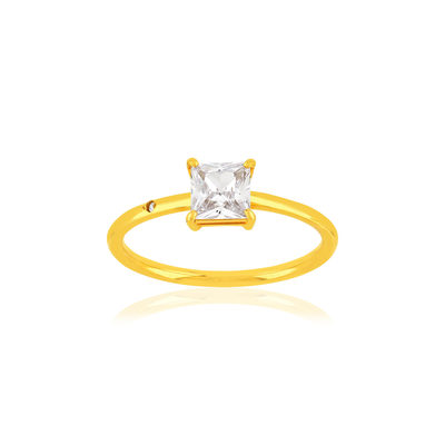 BAGUE or 375 jaune zirconias blancs