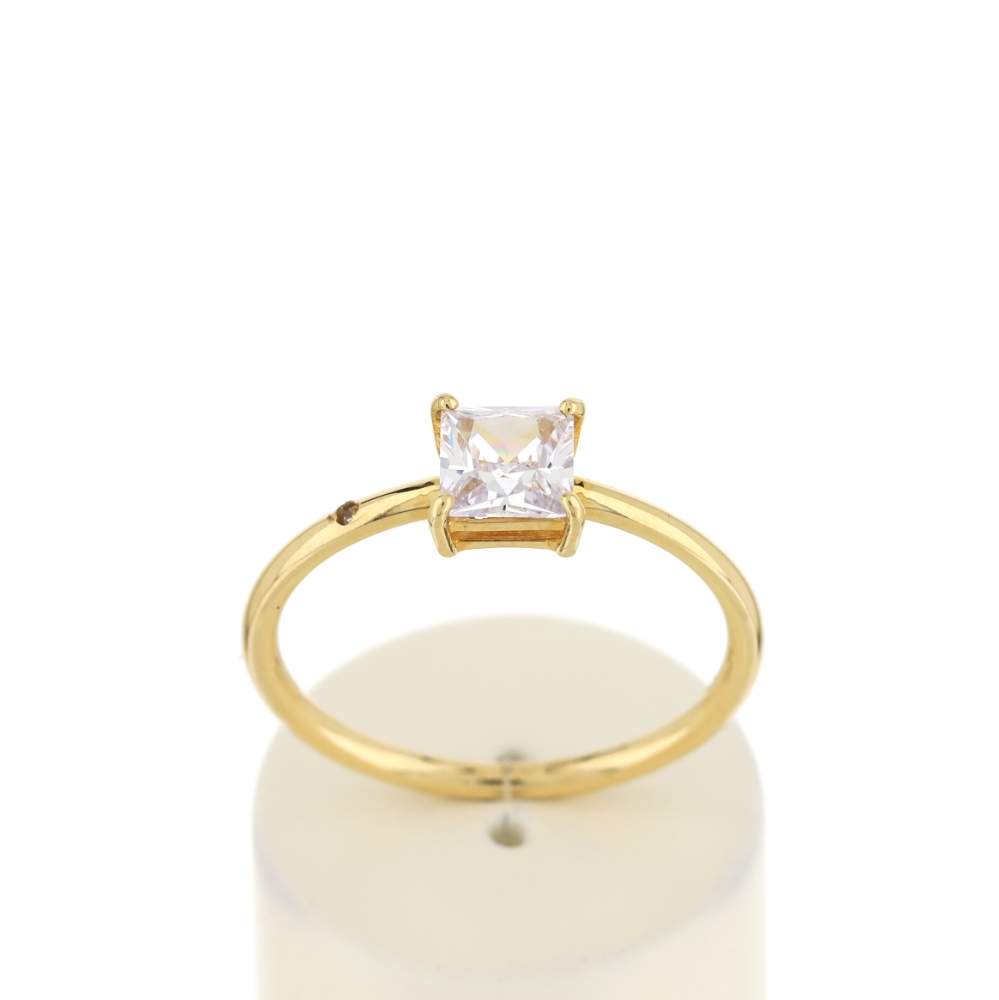BAGUE or 375 jaune zirconias blancs - vue 1