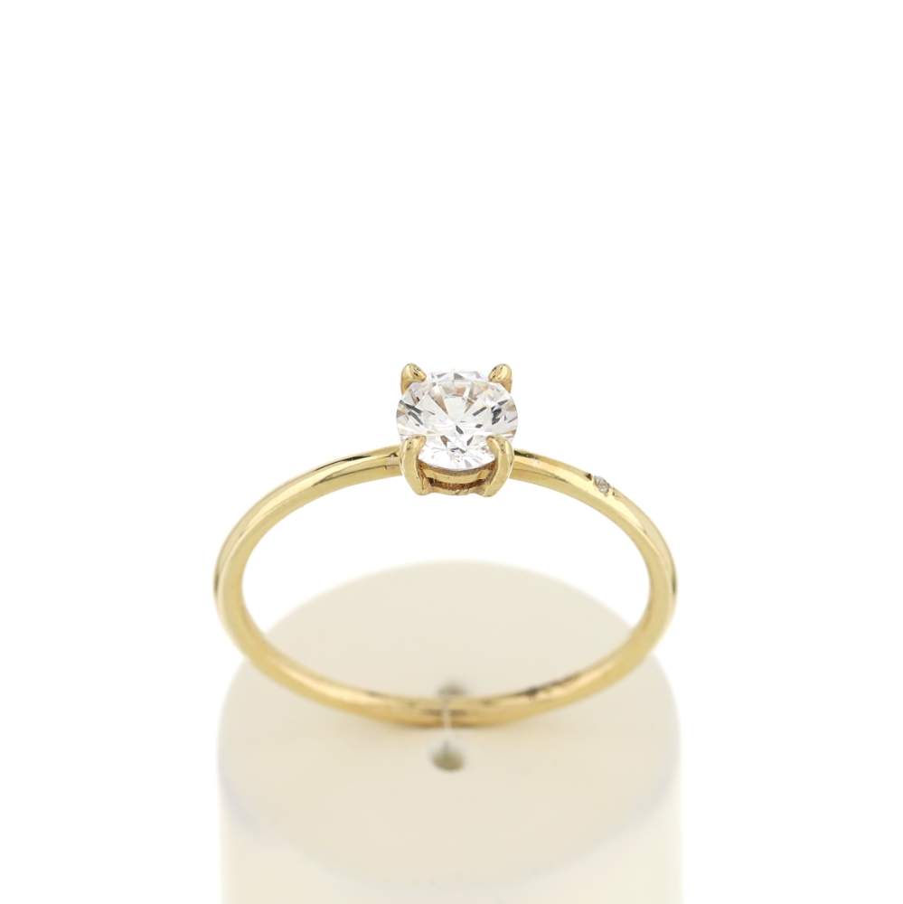 Bague or 375 jaune zirconias blancs - vue 1