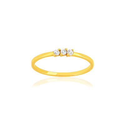 Gouden ring 375 gele zirkonia wit