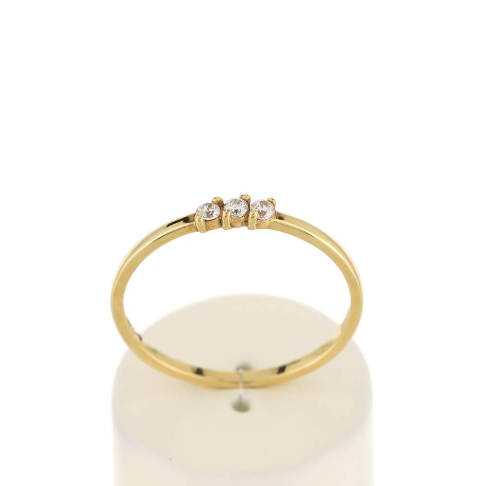 375 yellow gold ring with white zirconia - view 1