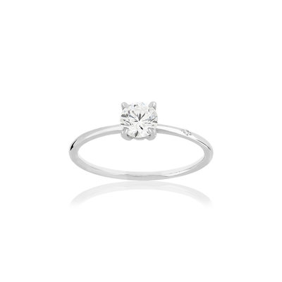 Bague or 375 blanc zirconia blanc - vue 1
