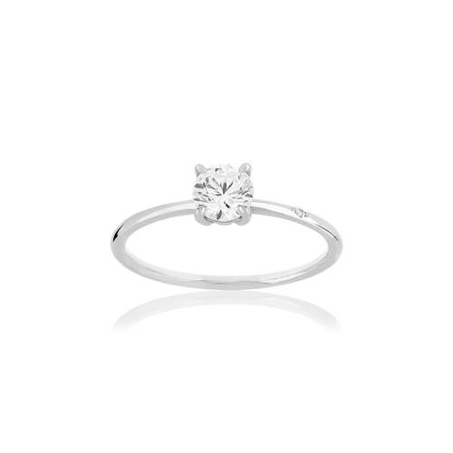 Bague or 375 blanc zirconia blanc
