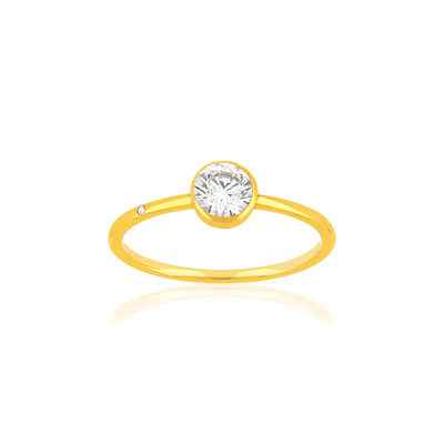 Bague or 375 jaune zirconia blanc