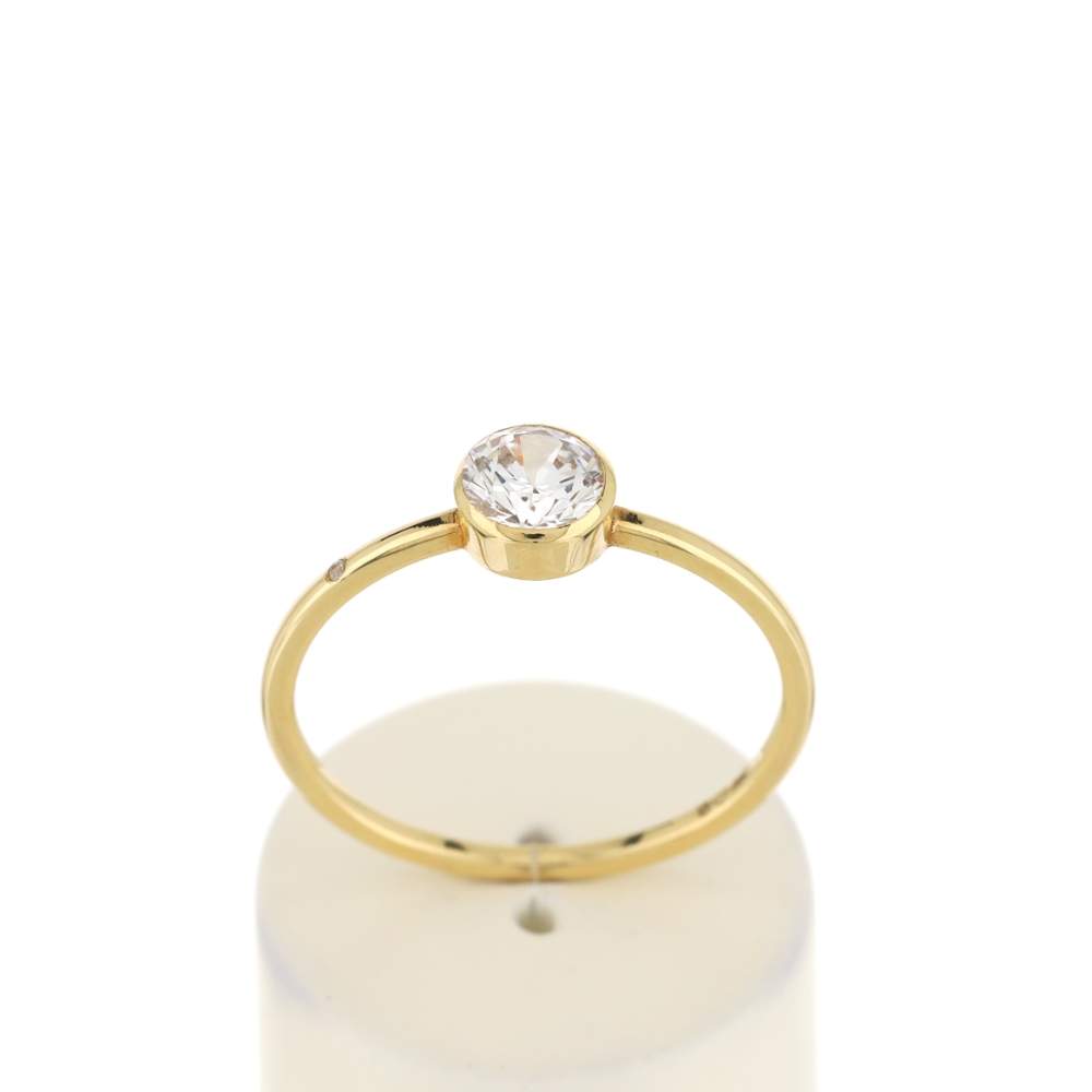 375 yellow gold ring with white zirconia - view 1