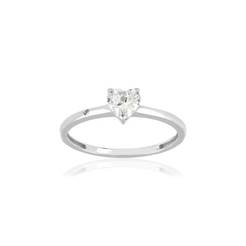 Bague or 375 blanc zirconia blanc
