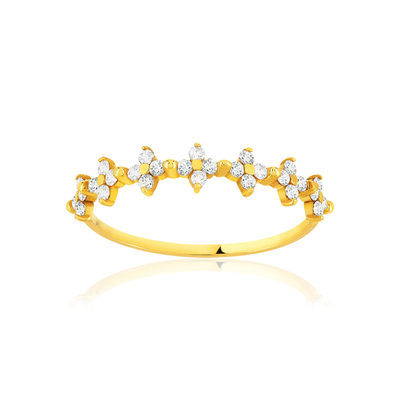 Bague or 375 jaune zirconias blancs