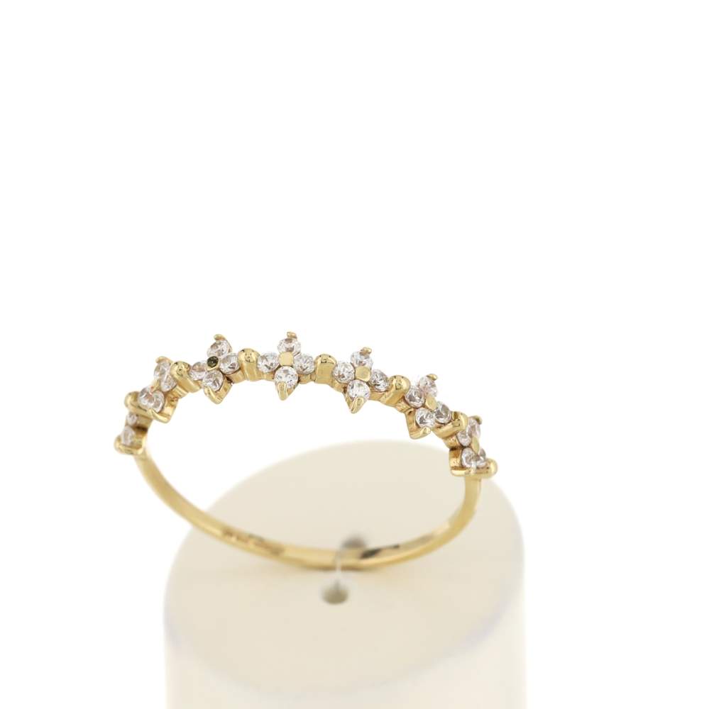 Bague or 375 jaune zirconias blancs - vue 2