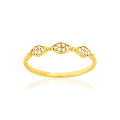 Bague or 375 jaune zirconias blancs